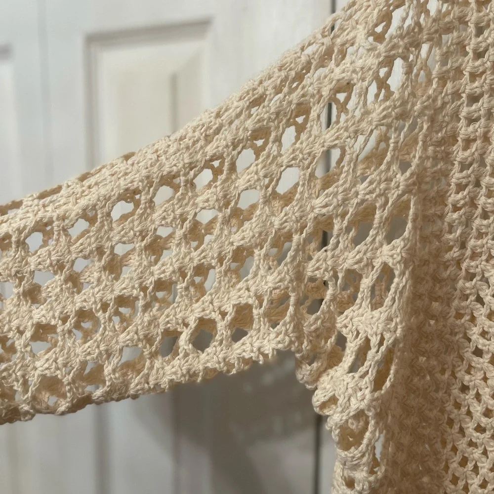 Chico’s Knitted Crochet Bohemian Prairie Cottage Core Cardigan Sz S Chico Sz 0 - Picture 3 of 7
